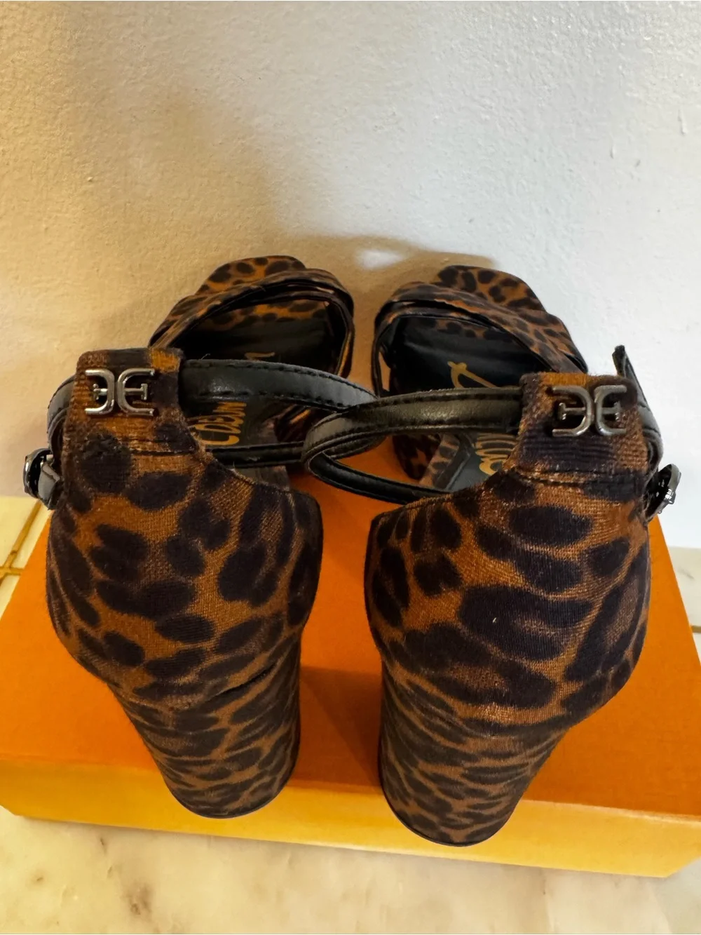 EUC Sam Edelman Leopard Print Platform Sandals - Black & Brown